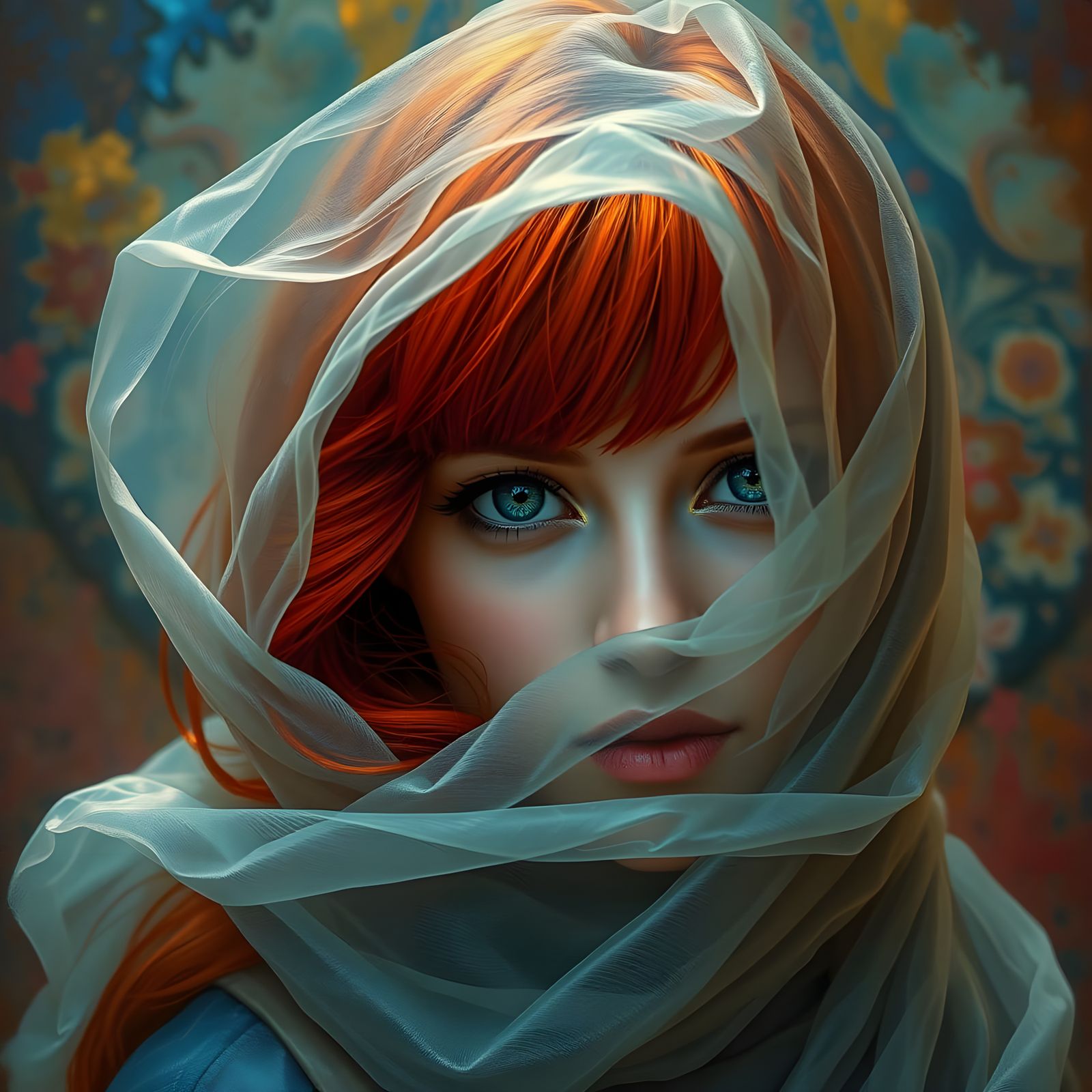 Surreal Woman in a Dreamworld, Oil Painting with Impasto Tec...