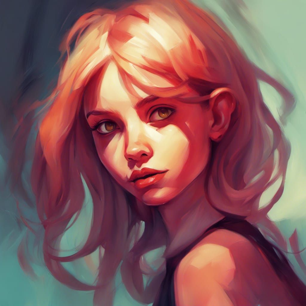 Stylized Portrait of Girl in Digital Art Style