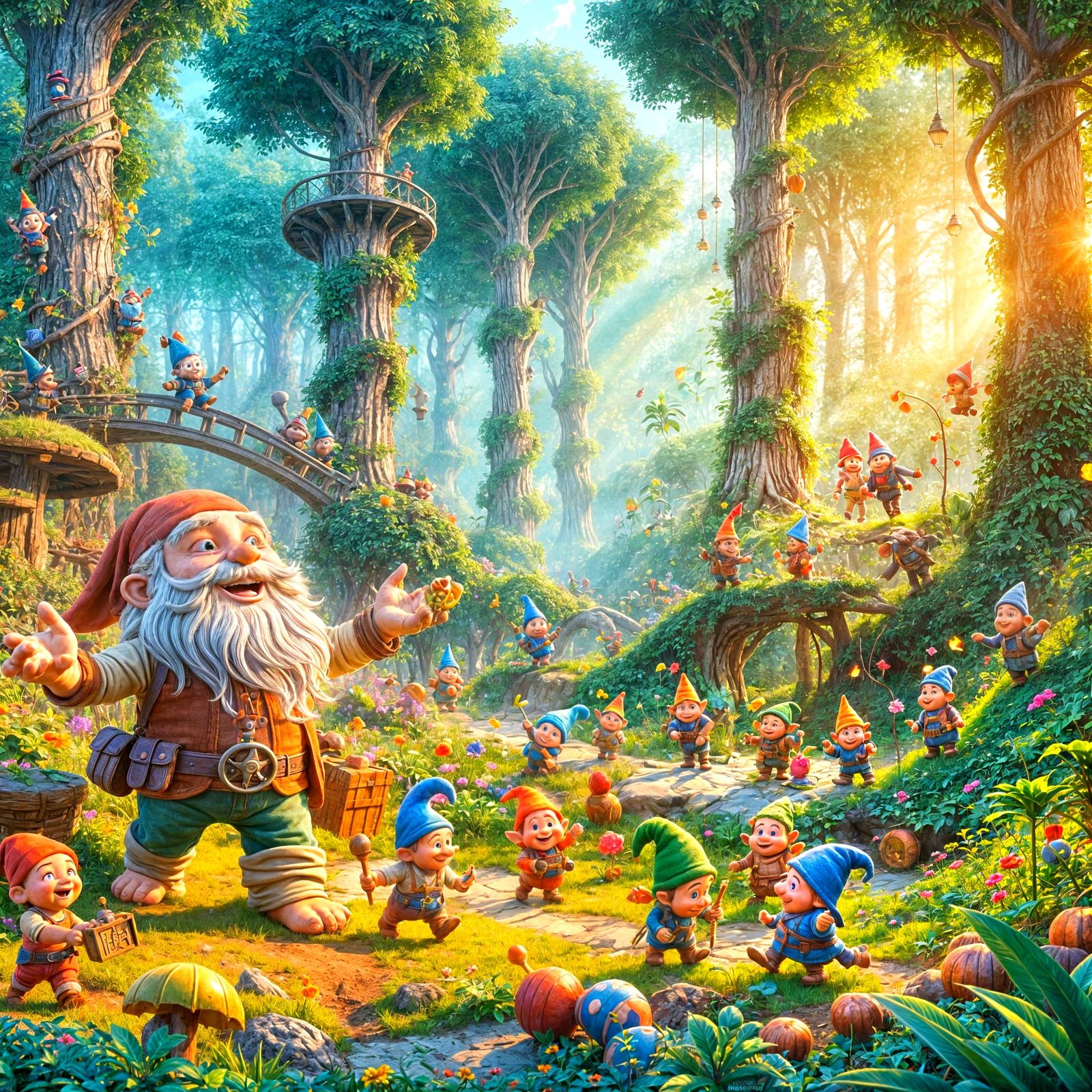 Whimsical Gnomes in an Enchanted Forest