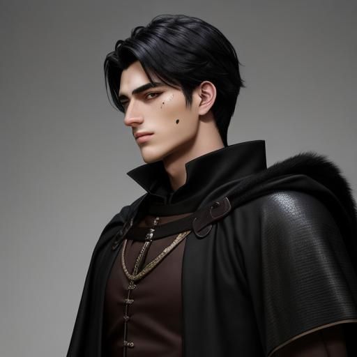 Medieval Prince with Scar, Dark Hair and Eyes