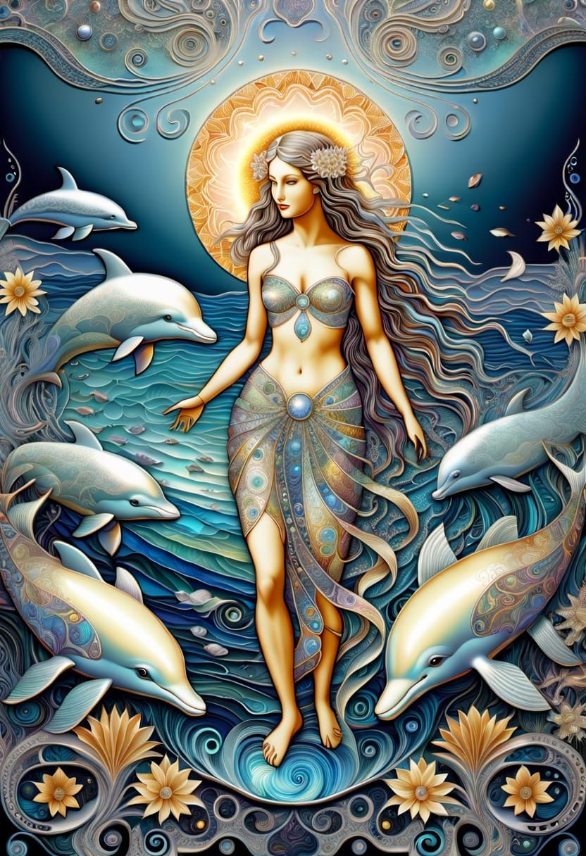 Aphrodite Rising: Iridescent Chip-Art Lithograph