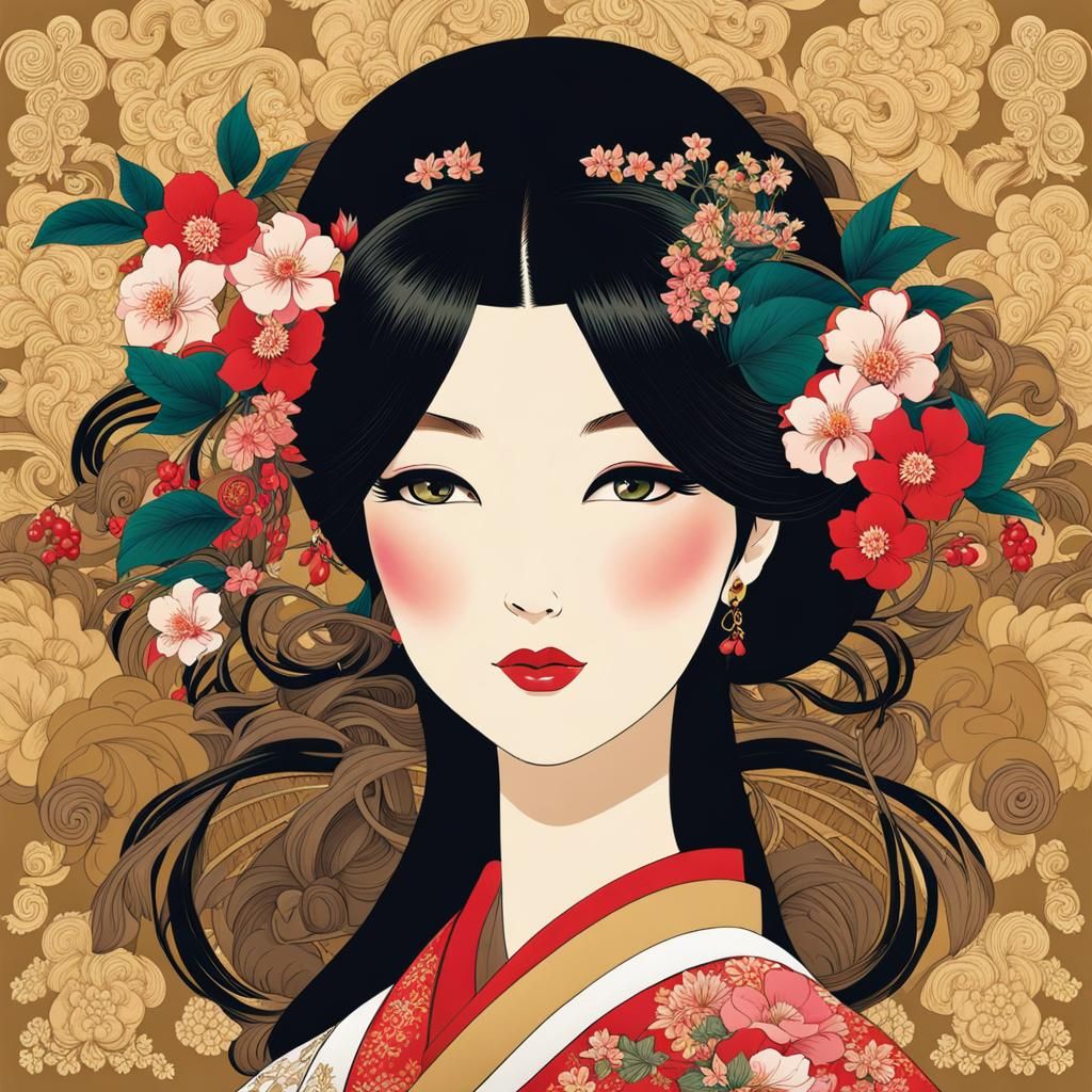 Elegant Japanese Women in Traditional Style
