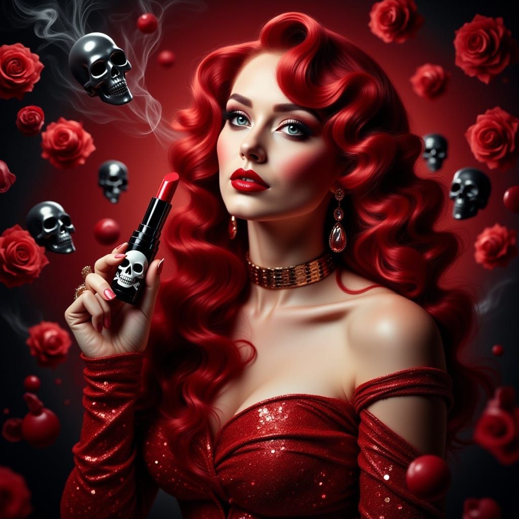 Vampy Vixen in Shimmering Red Letters