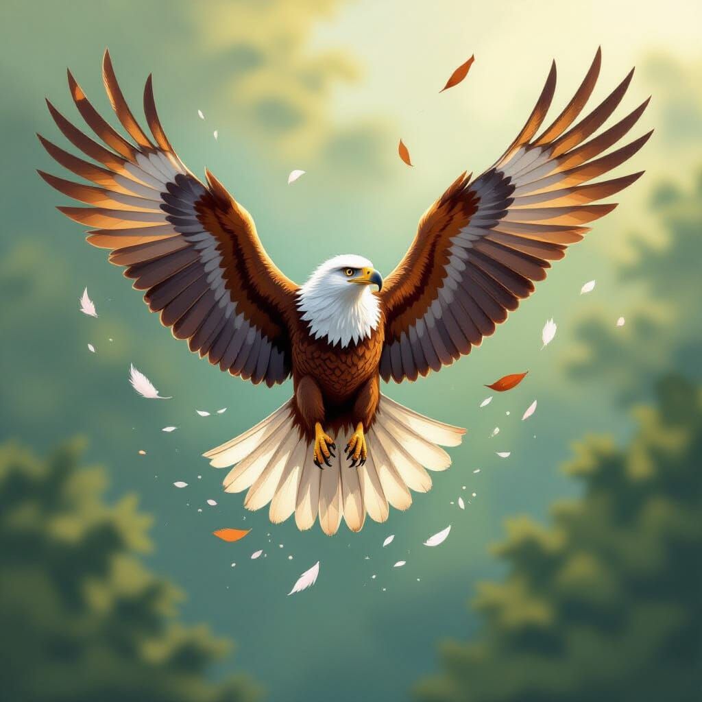 Bird Transformation to Eagle: Whimsical Art Style