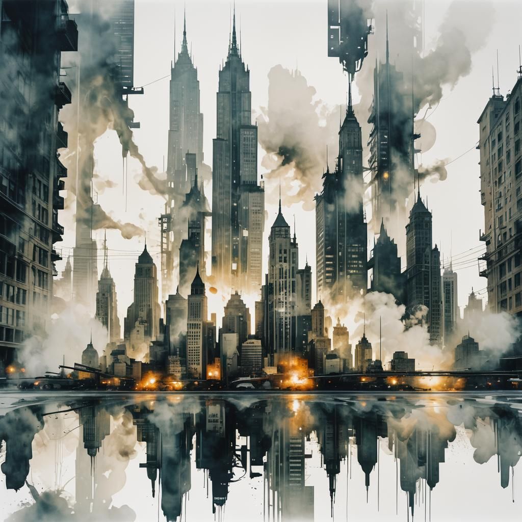 Abstract Dystopian City in Double Exposure Photography