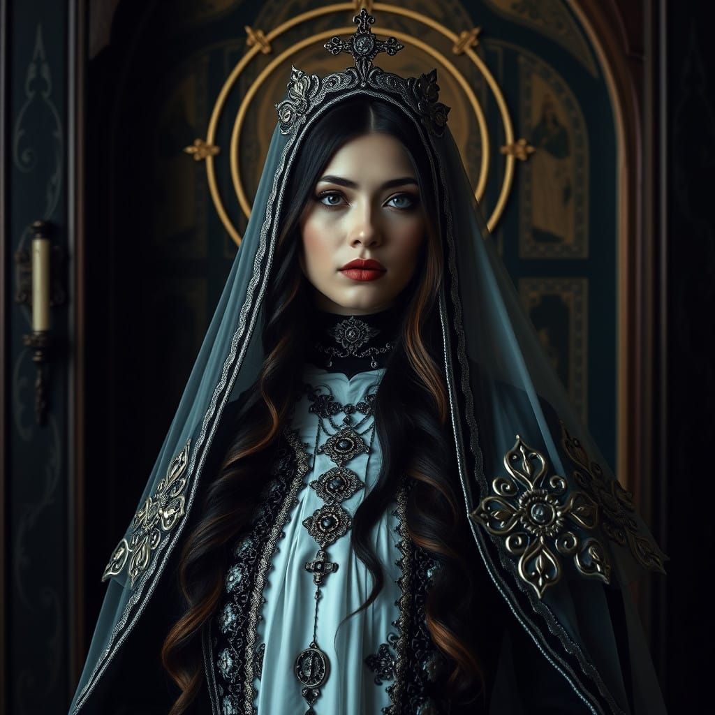 Gothic Orthodox Christian Woman Embodies Timeless Elegance a...