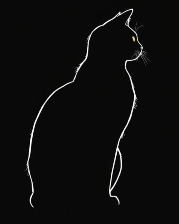 Elegant Black Cat Silhouette in Dramatic Lighting