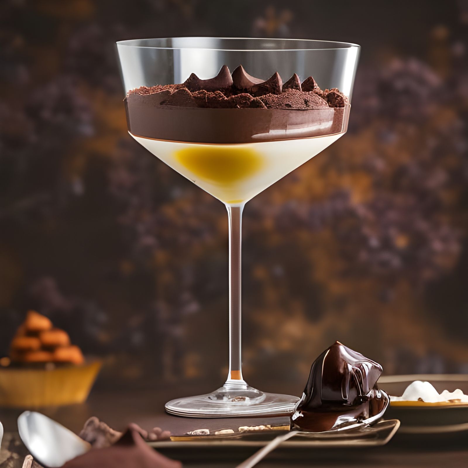 Delicious Chocolate Pudding Dessert with Fantasy Lighting