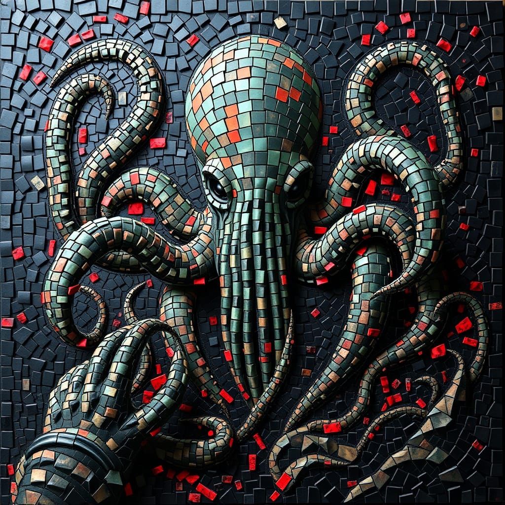 Eldritch Horror Mosaic Depiction of Cthulhu