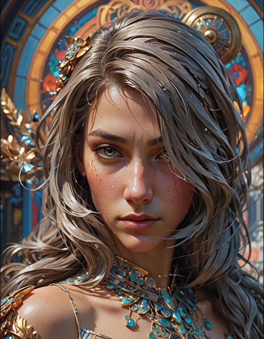 Hyperrealistic Portrait with Graffiti Art Background