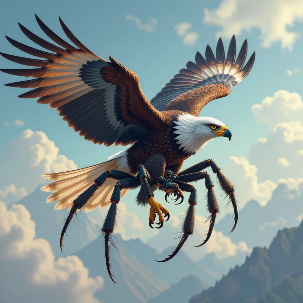 Eagle-Spider Hybrid in Futuristic Wildlife Concept Art