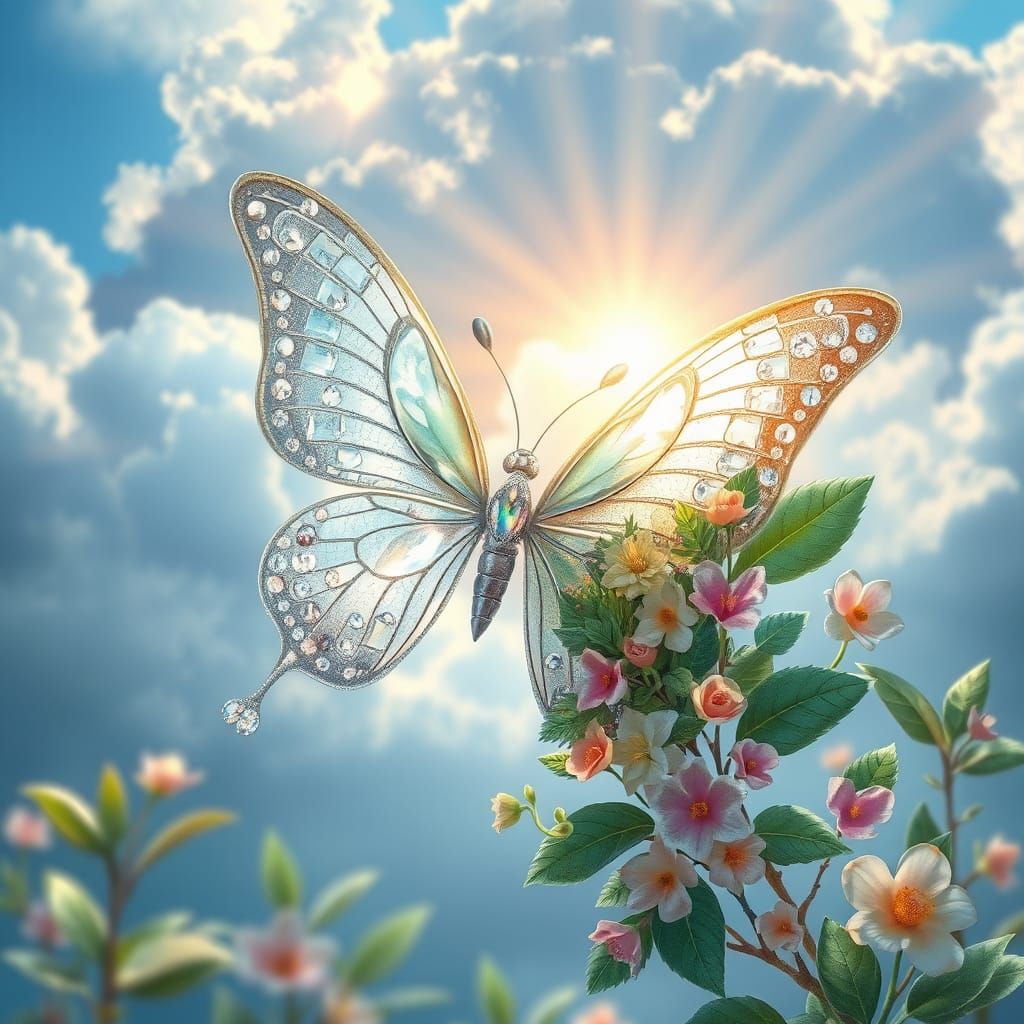 Whimsical Butterfly in Emerald Paradise