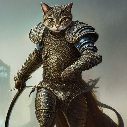 Armored Cat: A Fantasy Digital Painting