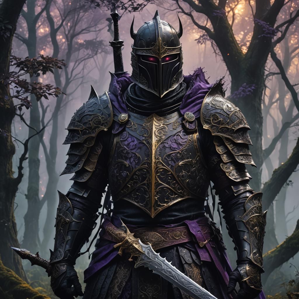 Black Knight Portrait in Dark Fantasy Style