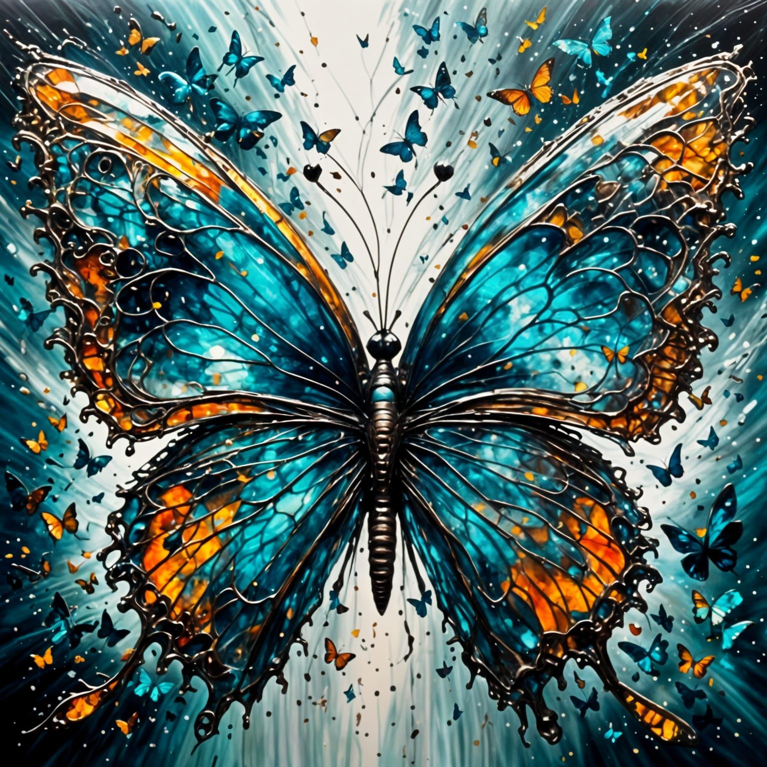 Butterfly with wings made of stained glass