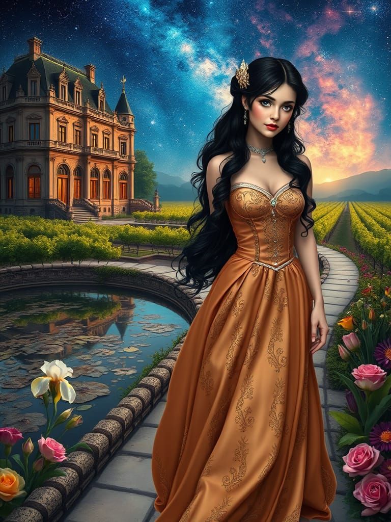 Elegant Victorian Lady in Enchanted Baroque Fantasy