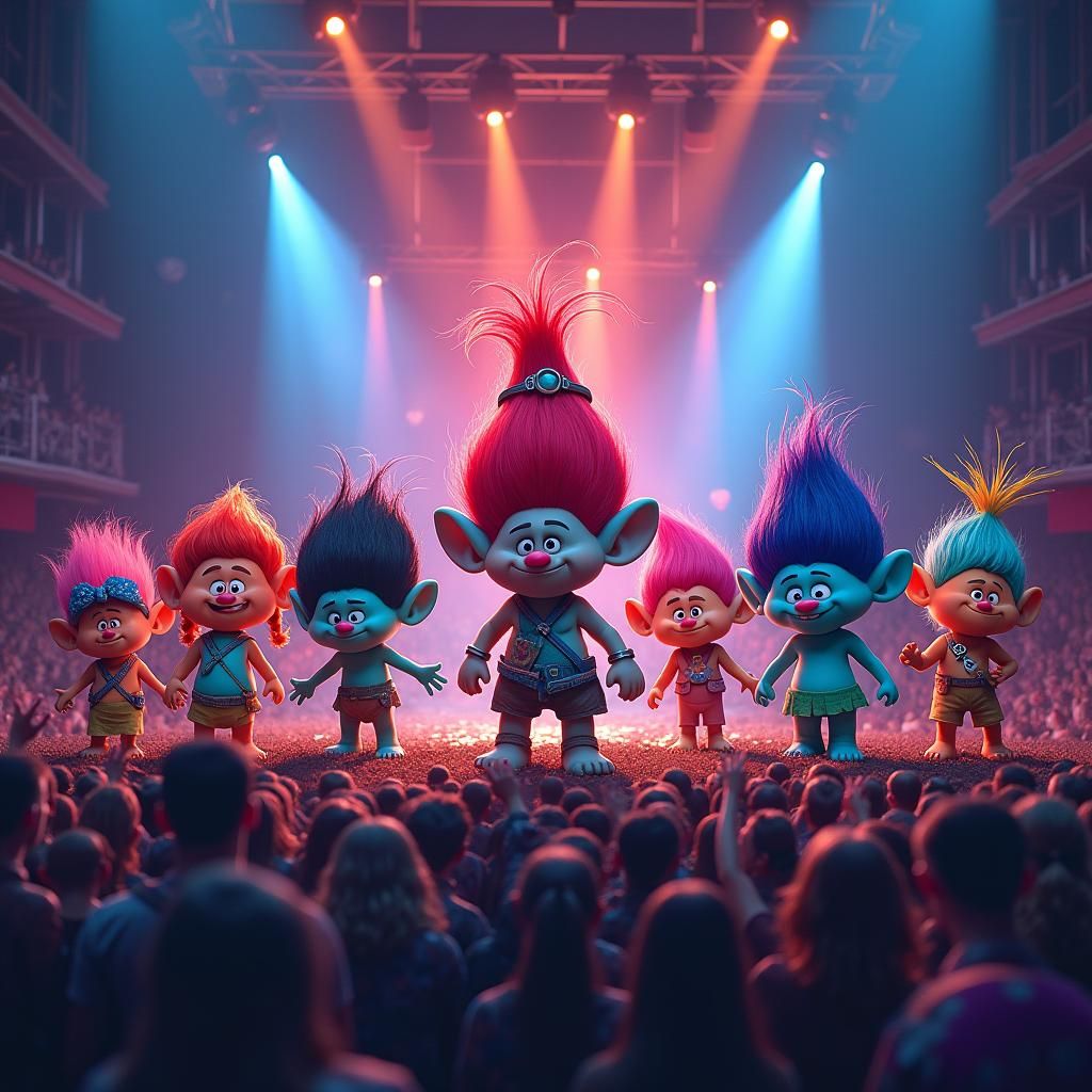 Colorful Trolls World Tour Inspired Scene