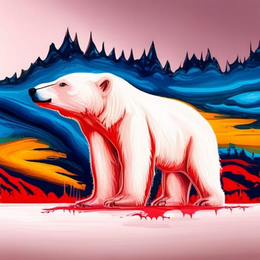 Polar Bear Family in Iceland: Graffiti Art