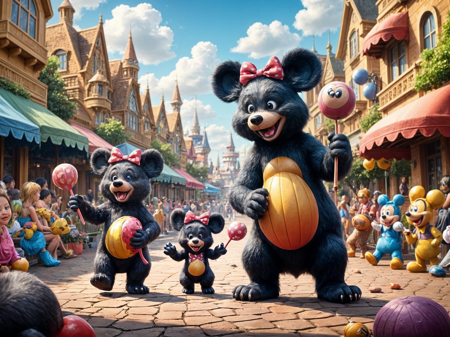 Black Bear Family's Disneyland Adventure: Romantic Painting