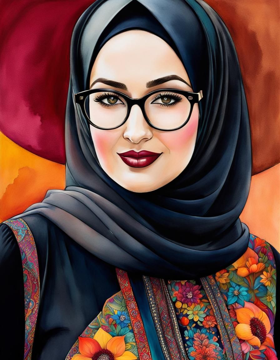Pop Art Portrait of a Hijabi Woman