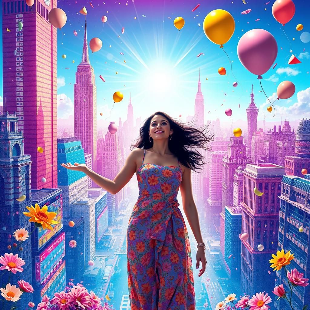 Kaleidoscopic Metropolis: A Vibrant Optical Art Image