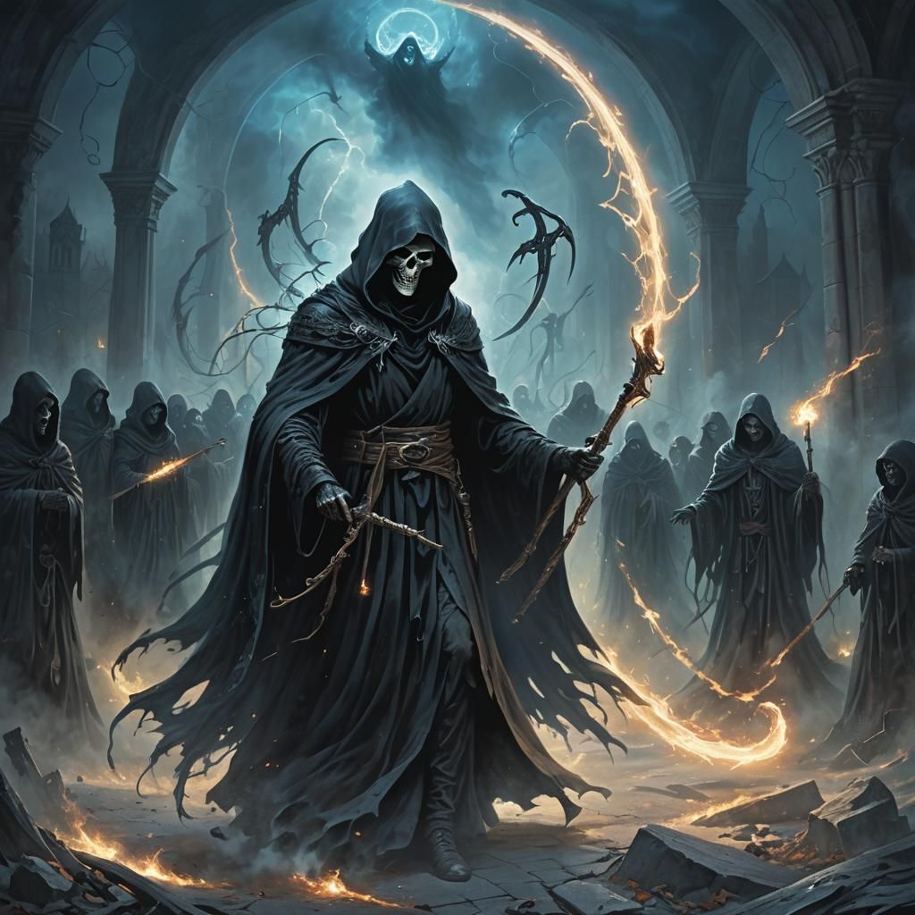 Reaper Guiding Souls in Dark Fantasy Art