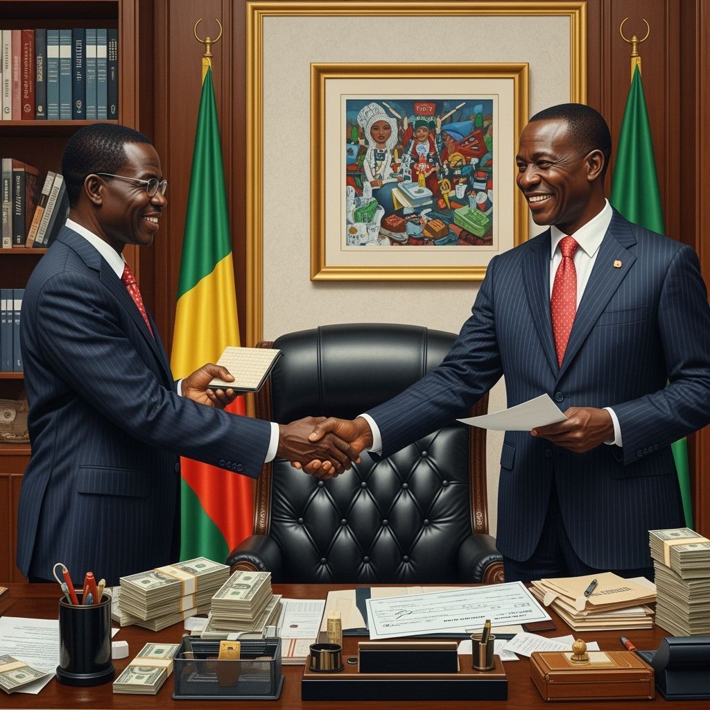 African President and Man with Checkbook