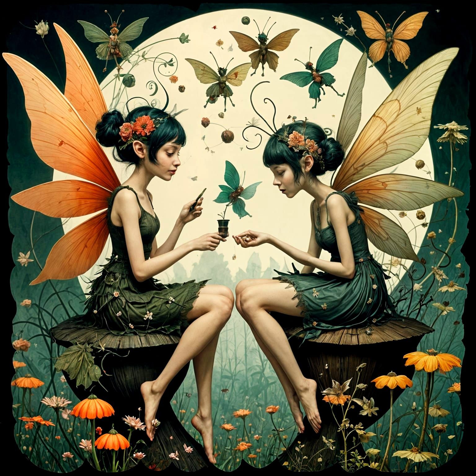 Whimsical Dystopian Fairies in Maximalist Collage
