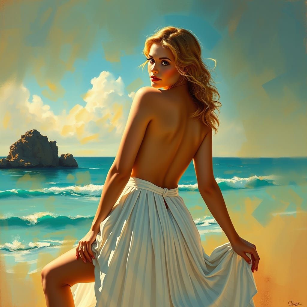 High Fashion Figure Study in Impressionist Style