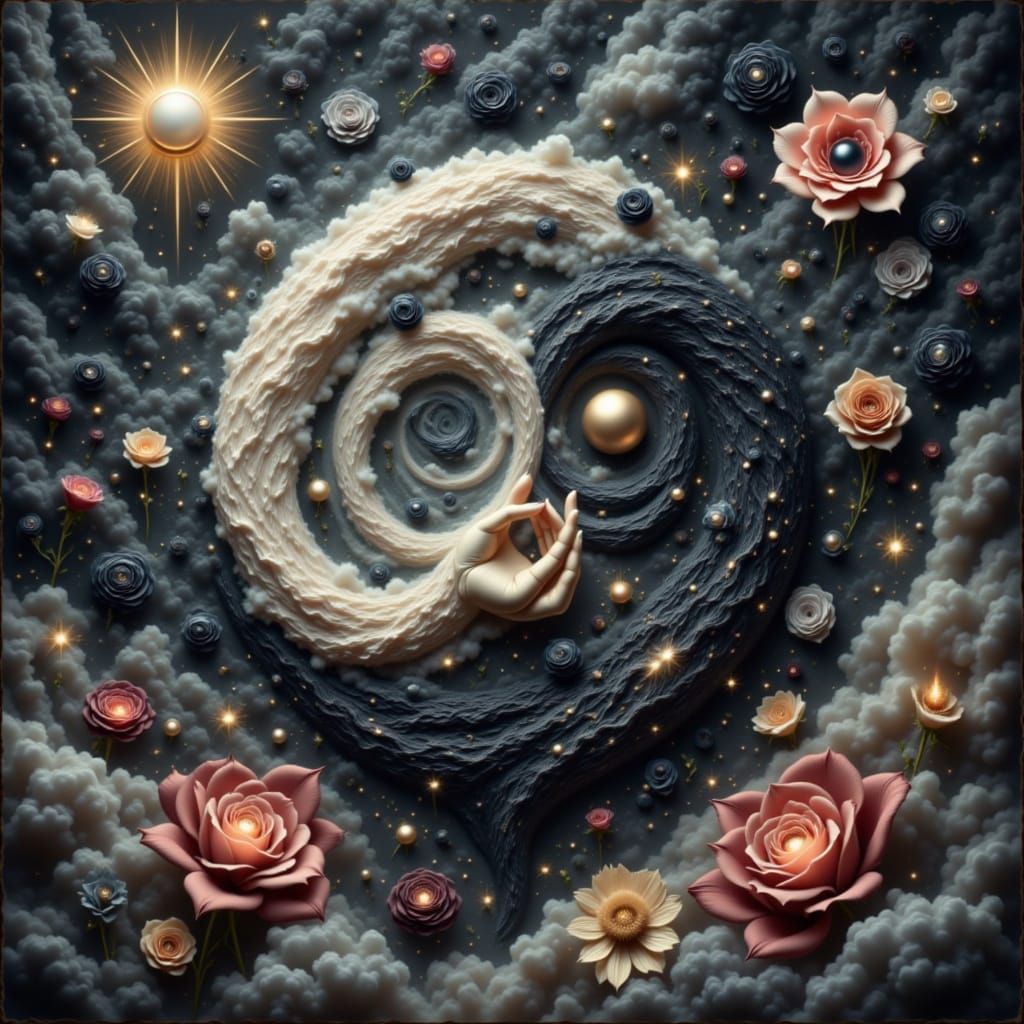 Black and White Yin Yang Cosmic Blend