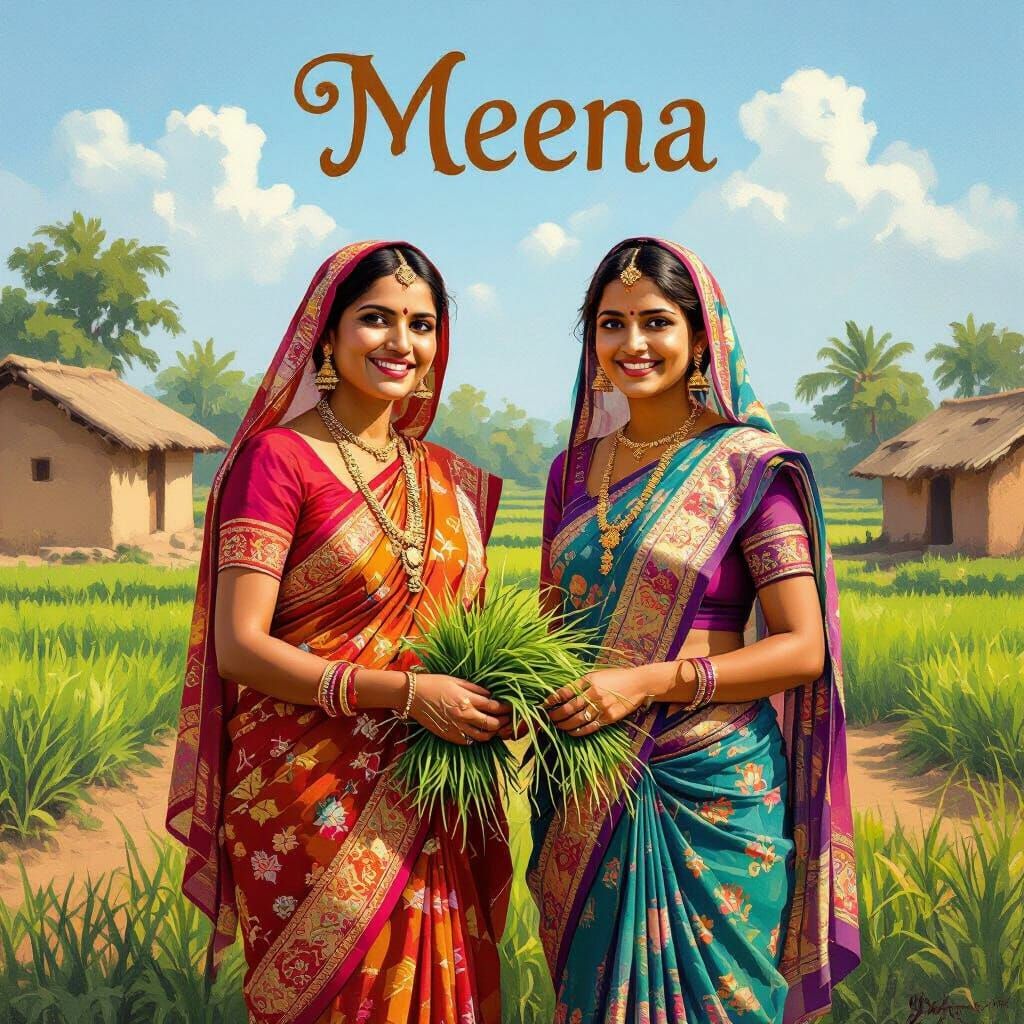 Indian Village Women in Traditional Dress