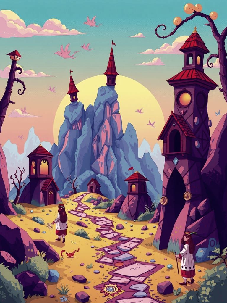 Fantasy Pixel Art Poster in 16-bit Style