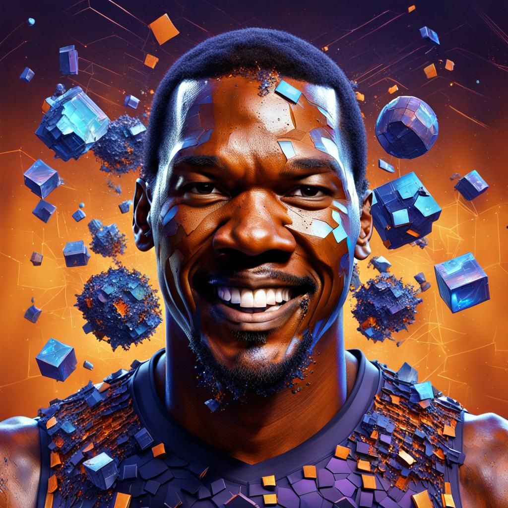 Surreal Portrait with Fragmented Body in CGI Style