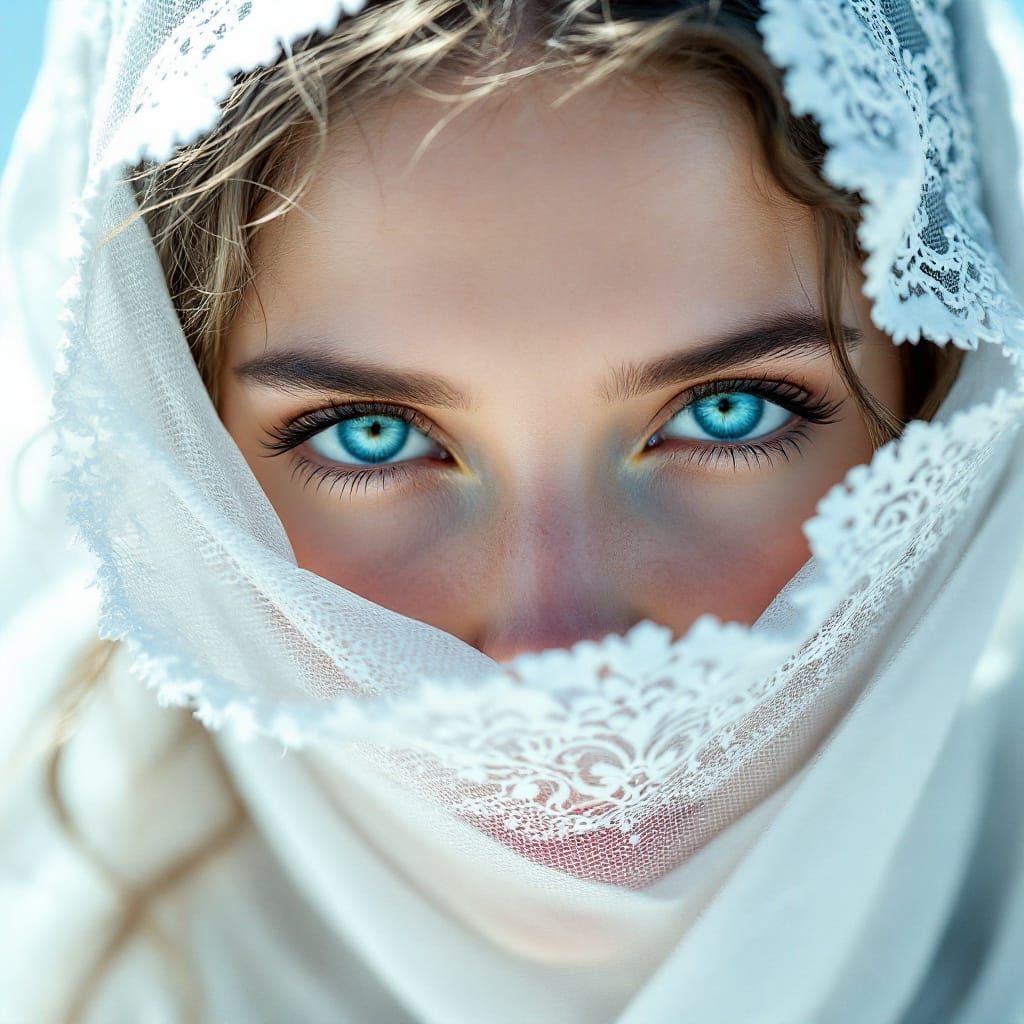 Angel with Piercing Blue Eyes in Heavenly Soft Focus