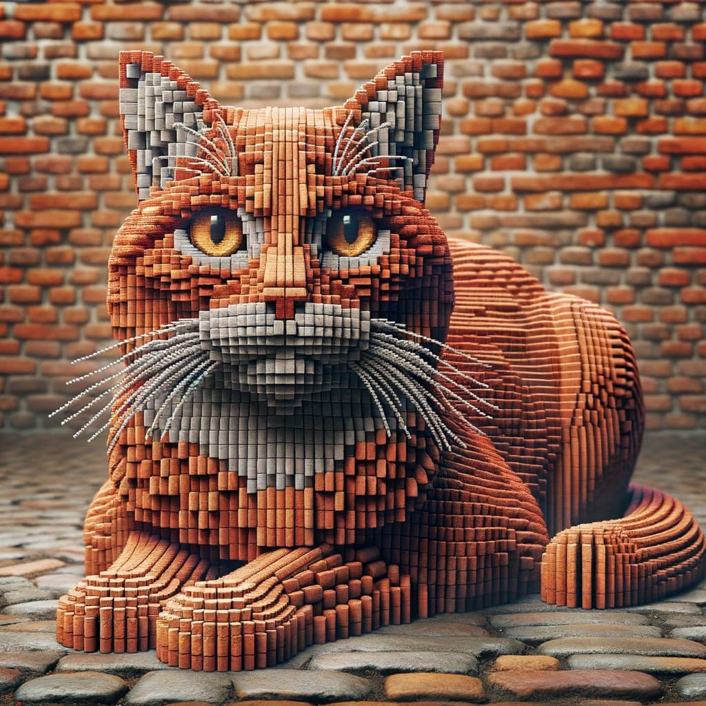Ultra-Realistic Brick Cat Using Brickwork Techniques