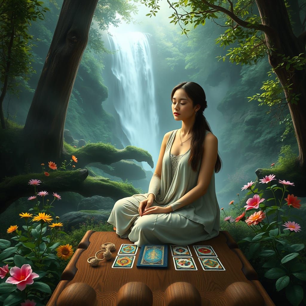 Serene Holistic Therapist in Mystical Forest