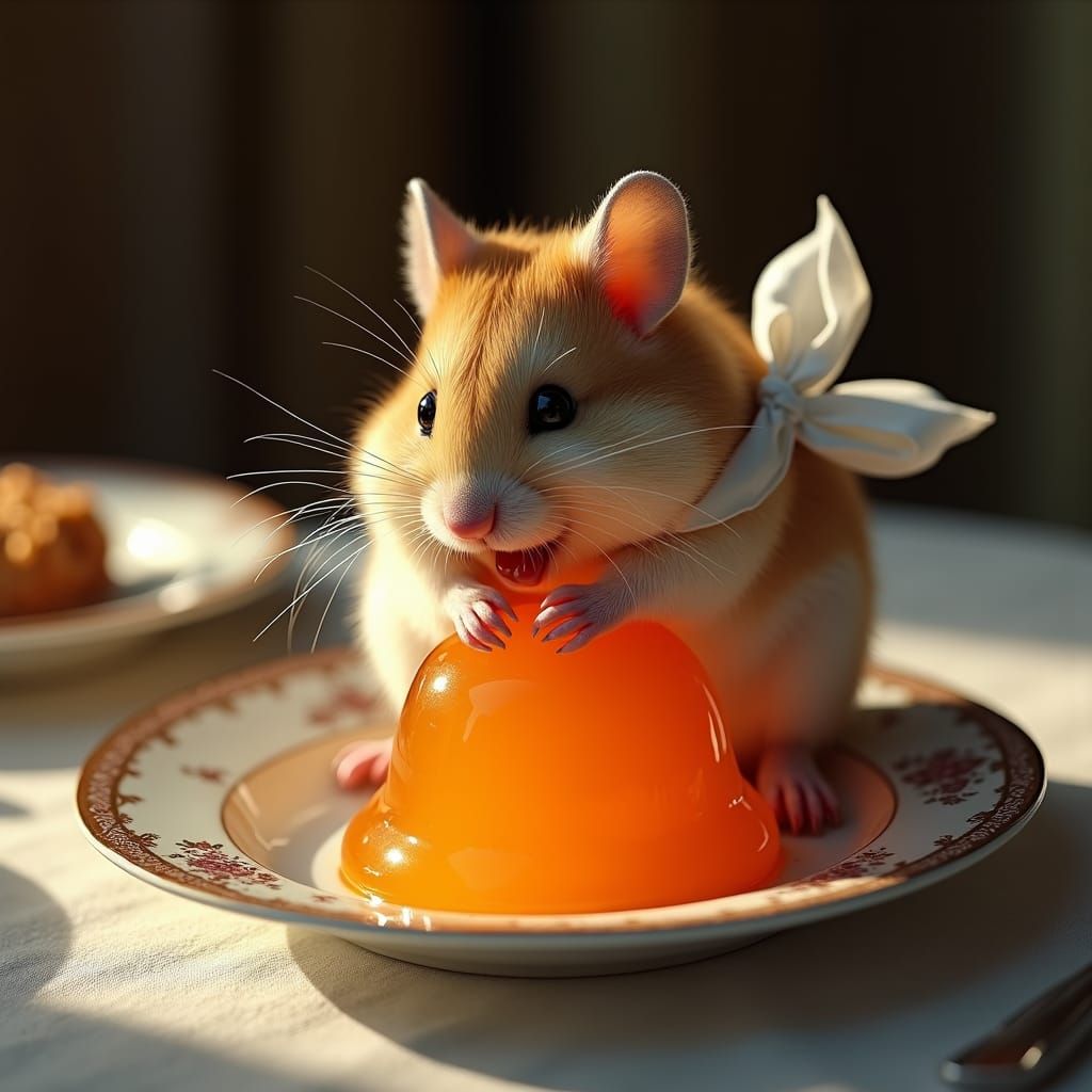 Hamster's Glee: A Hyperrealistic Jelly Feast