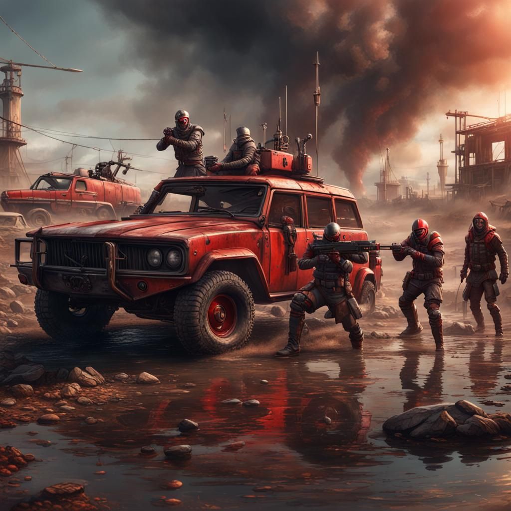 Post-Apocalyptic Battle at Water Station: Matte Painting