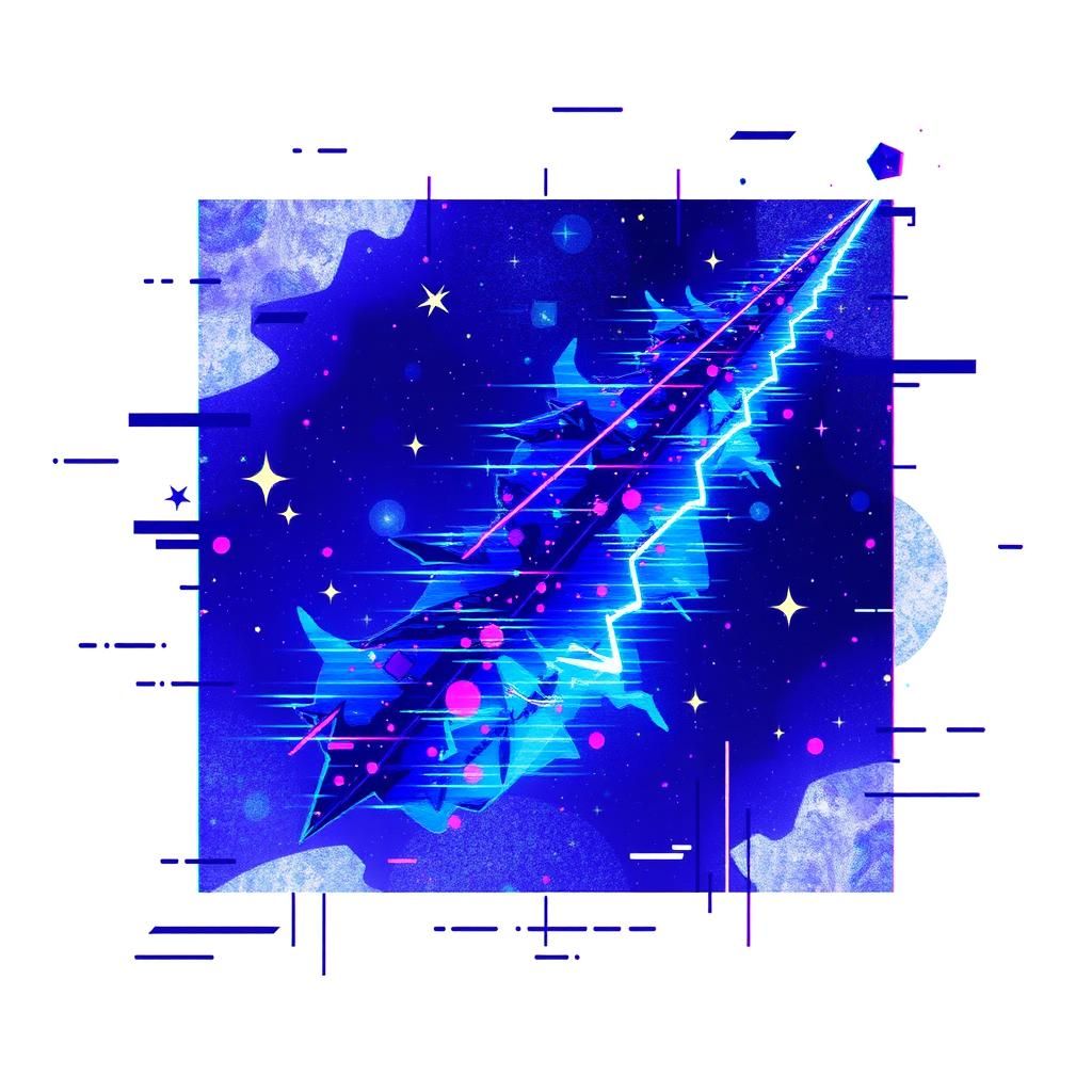Abstract Constellation Glitch Art in Maximalist Style