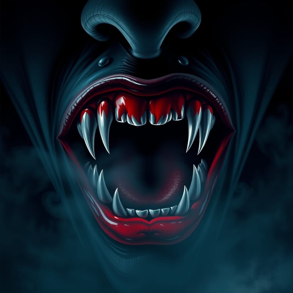 Menacing Vampire Mouth in Dark Fantasy Style