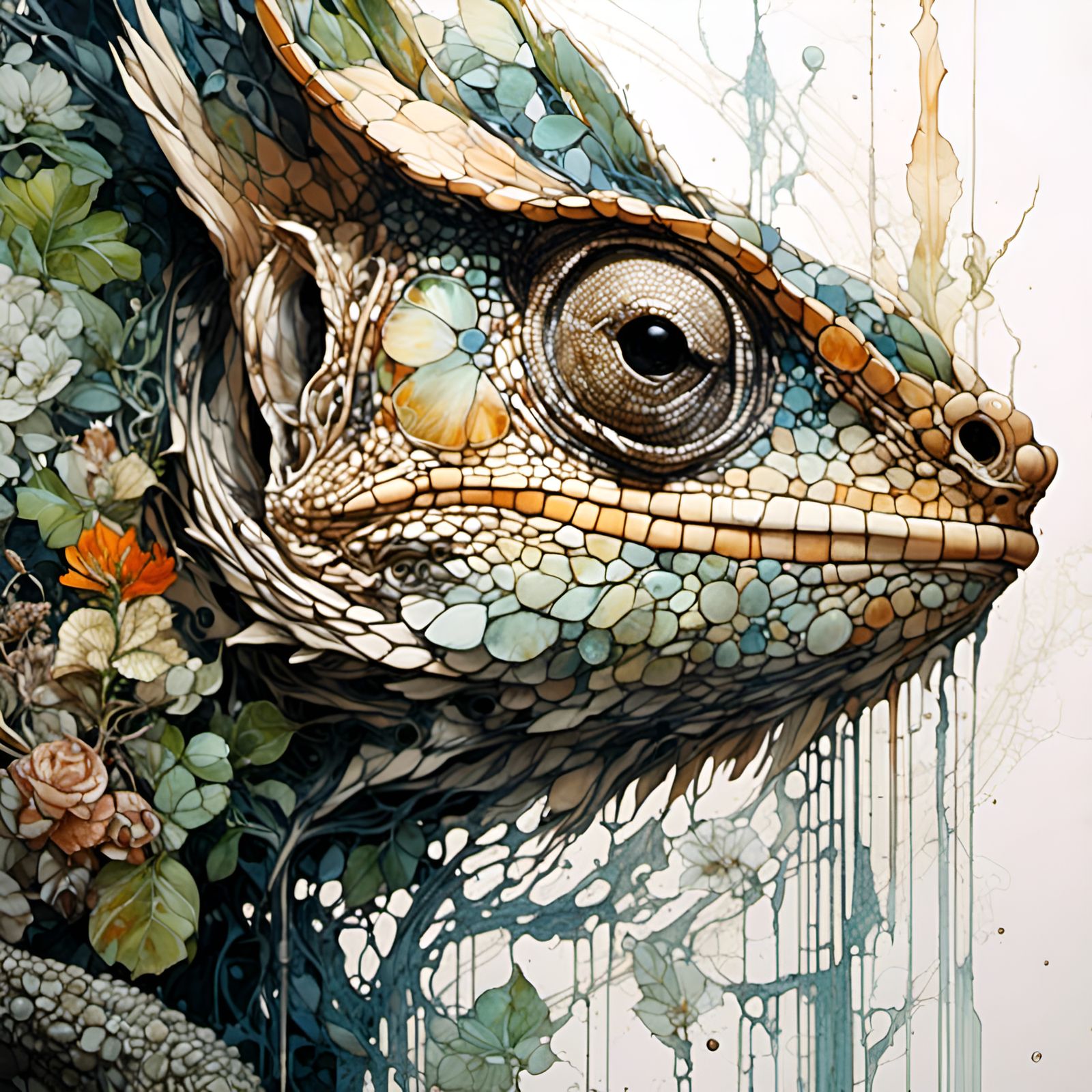 Flora and Fauna Chameleon portrait