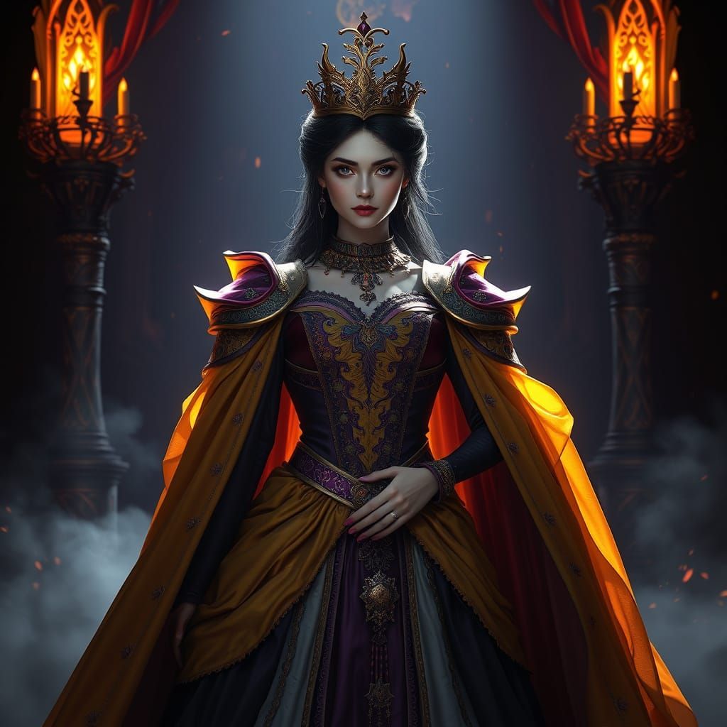 Mystical Dark Fantasy Princess in Regal Attire