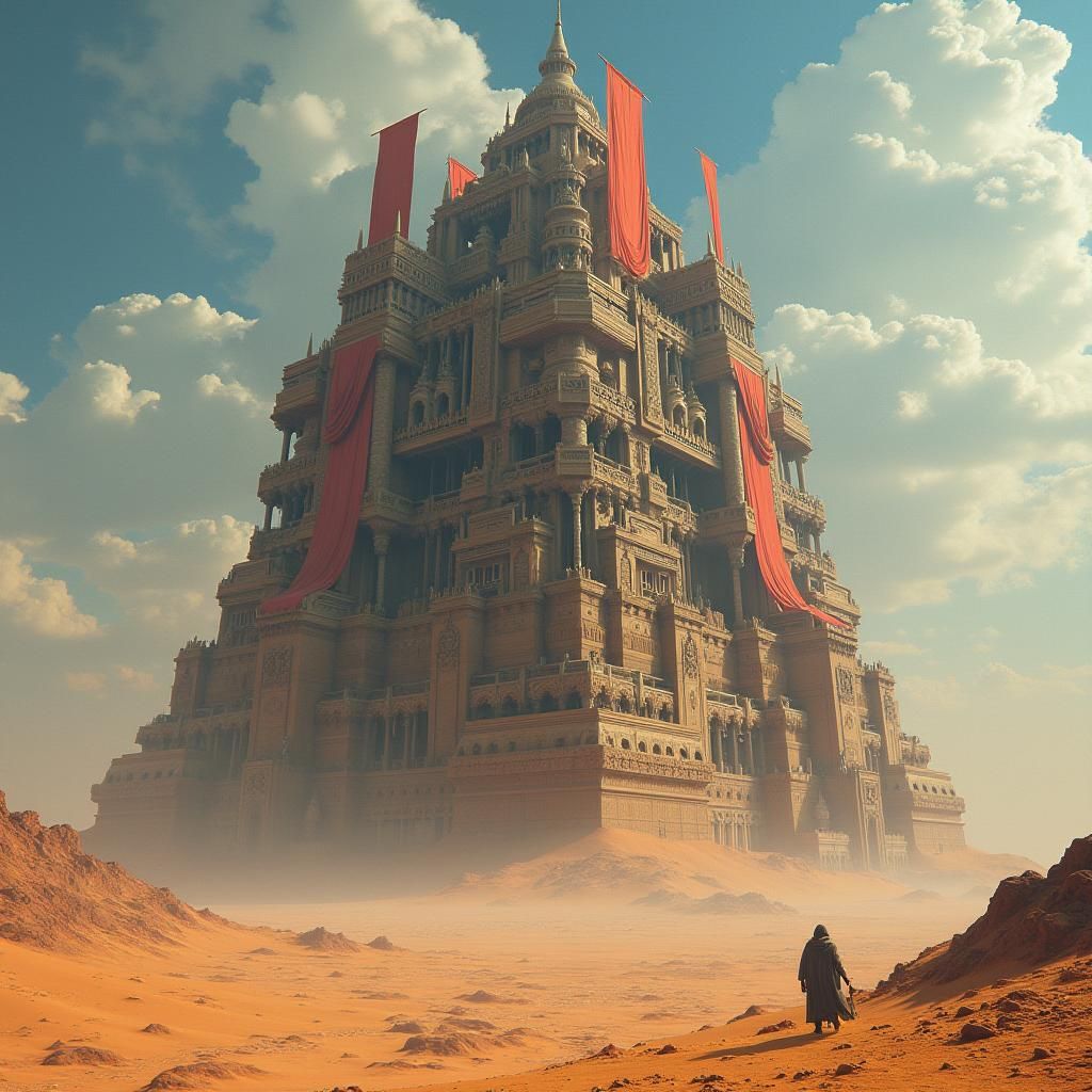 Majestic Desert Superstructure with Flowing Standards