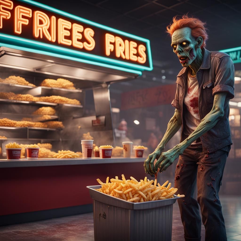 Zombie Fries Stand: Detailed Matte Painting