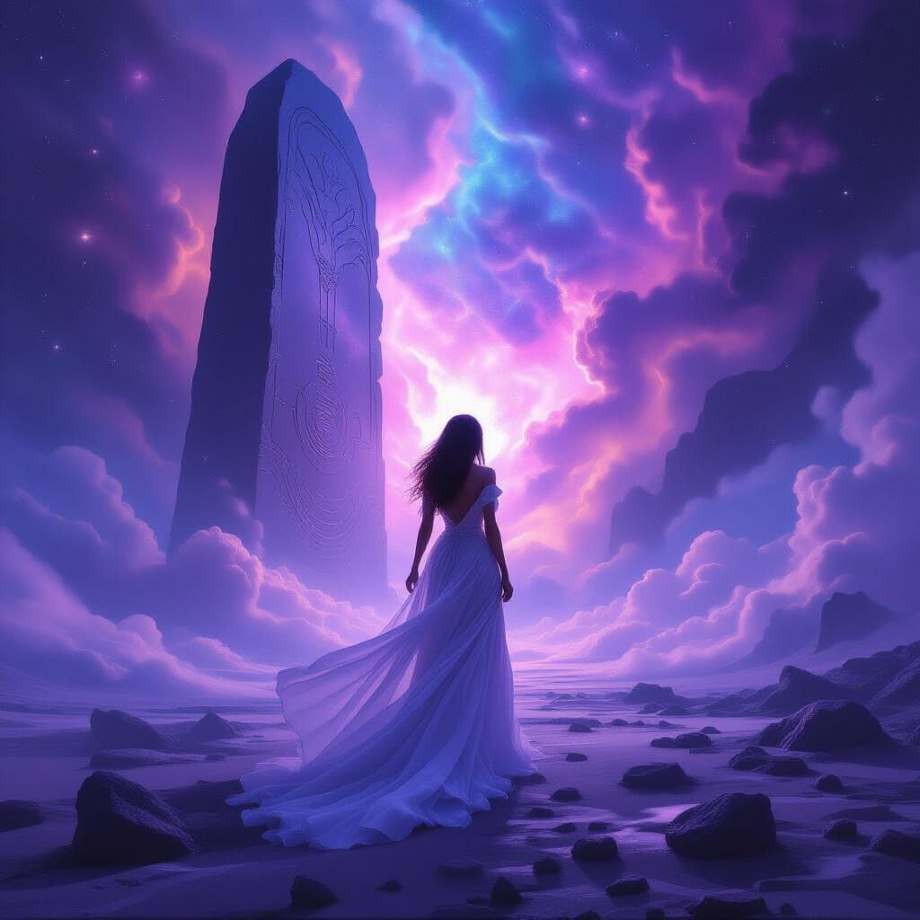 Cosmic Transformation: Woman Merges with Nebulae Near Alien ...