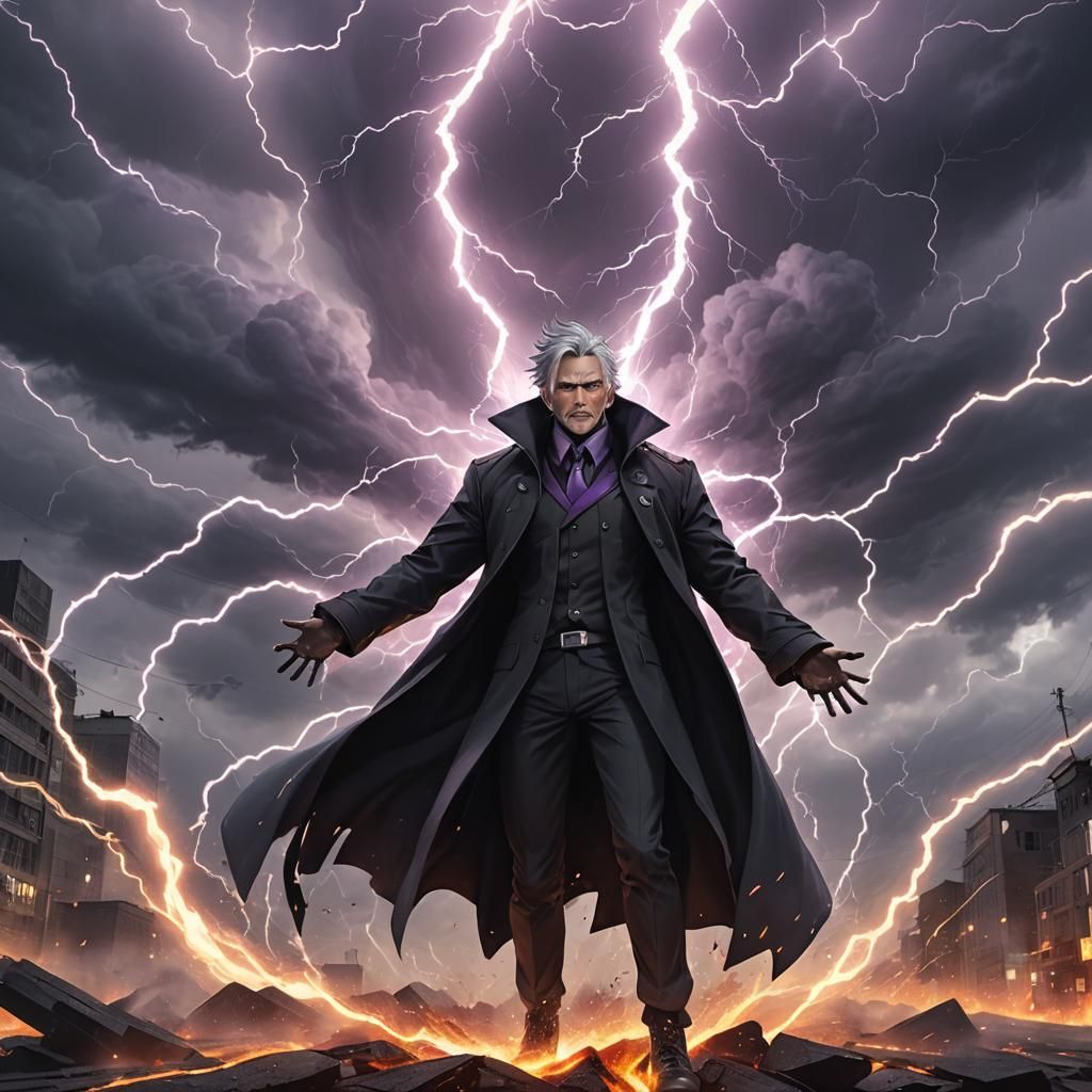 Powerful Man Controls Elements in 3D Anime Art