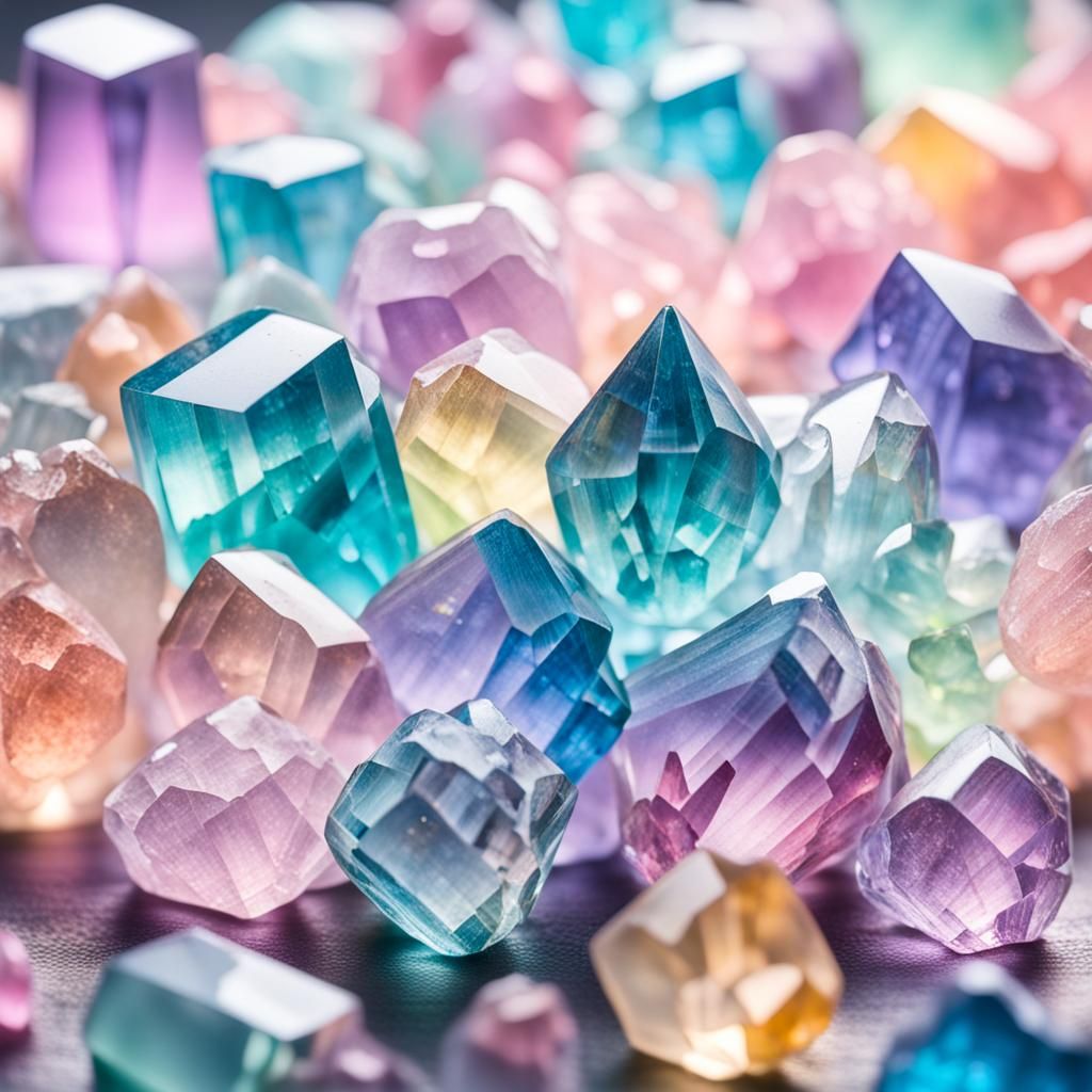 Pastel Crystals in Sharp Focus Photography