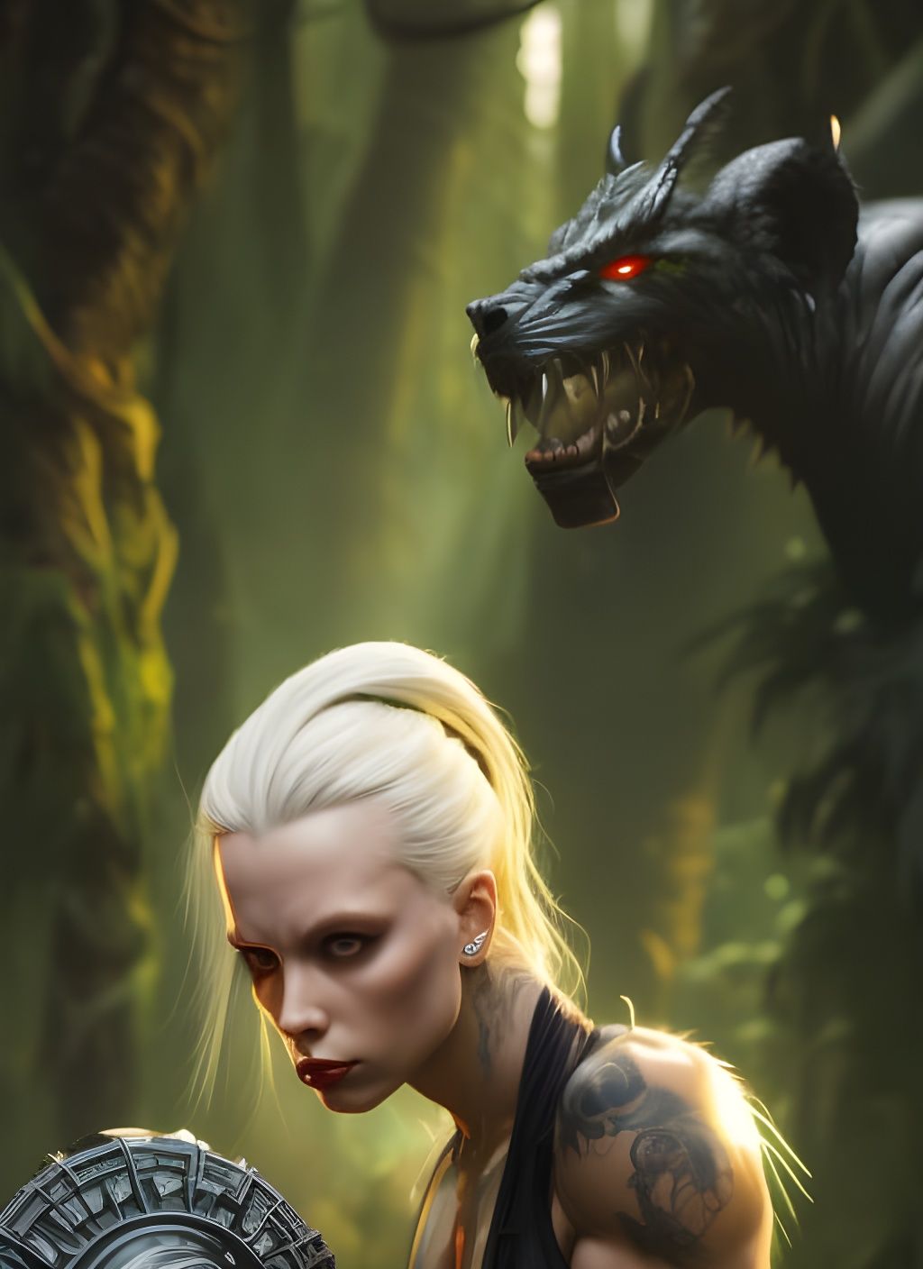 Jungle Queen Portrait in Hyperdetailed Comic Art Style