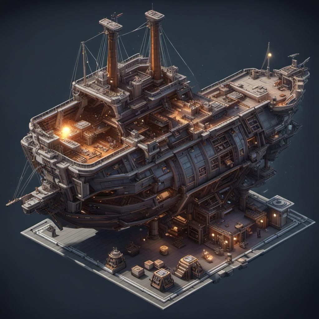 Isometric Smuggler Ship in 3D Game Style