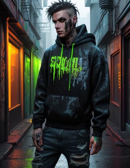 Fluorescent Graffiti Street Art in Urban Stencil Style